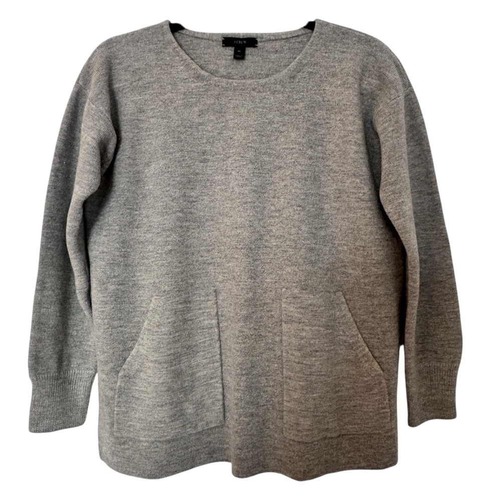 J. Crew Women’s 100% Merino Wool Gray Crew Neck Medium Sweater